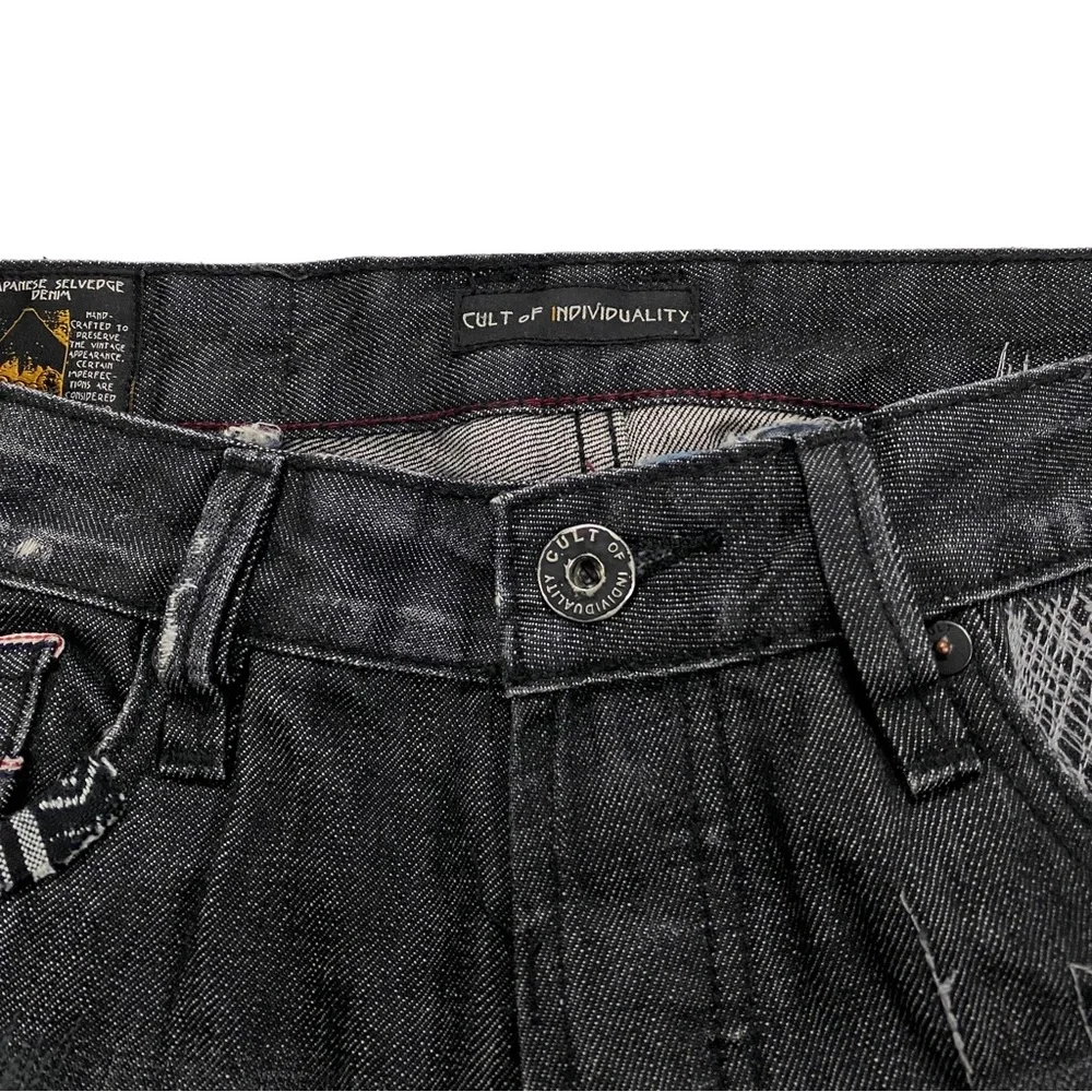 Cult of Individuality Rebel Straight Japanese Selvedge Men Black Wash Jean Sz 33 - Picture 4 of 15